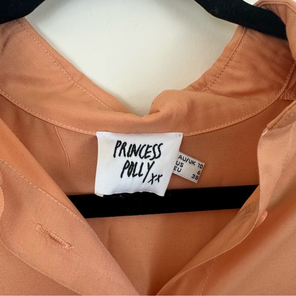 Princess Polly Peach Button-Up Satin Feel Women's Top Tunic Length Size 6 - Picture 3 of 5